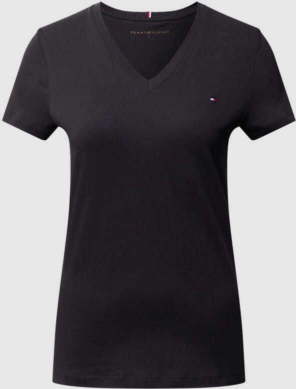 Tommy Hilfiger Zwarte V-hals T-shirt voor Mannen Black Heren