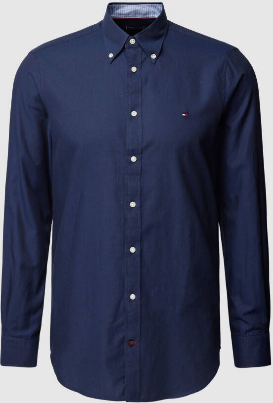 Tommy Hilfiger Tailored Slim fit zakelijk overhemd met labelstitching model 'SOLID OXFORD'