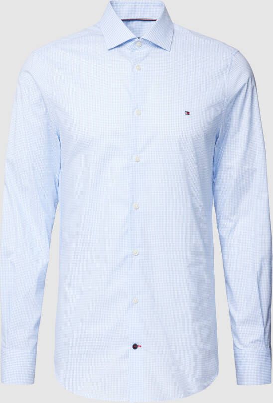 Tommy Hilfiger TAILORED Overhemd met lange mouwen CL STRETCH MINI GINGHAM SF SHIRT met tommy hilfiger-merklabel op borsthoogte