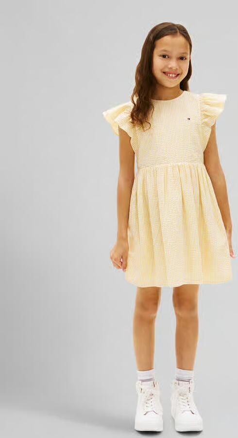 Tommy Hilfiger Teens Fit and flare jurk van puur katoen met gestikt logo - Foto 3
