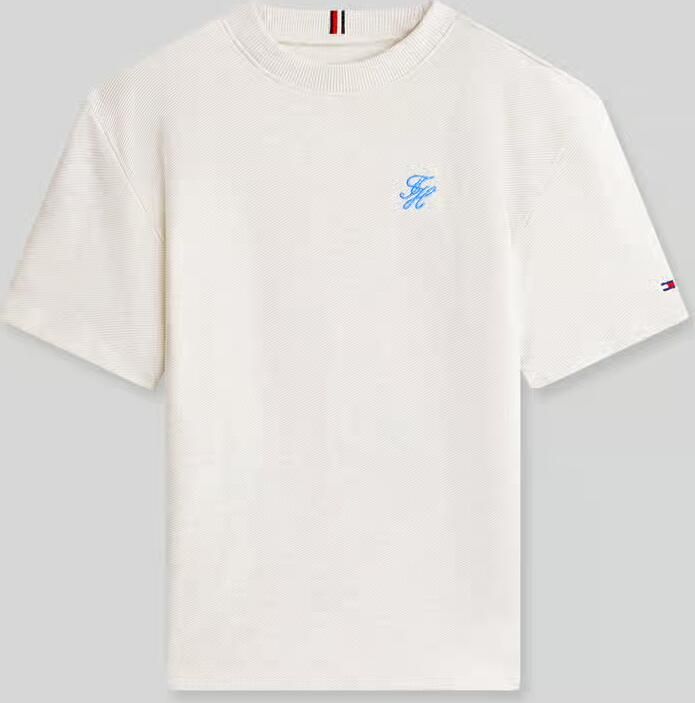 TOMMY HILFIGER Polo's & T-shirts Th Script Jersey Twill T-shirt Lichtgrijs - Foto 7
