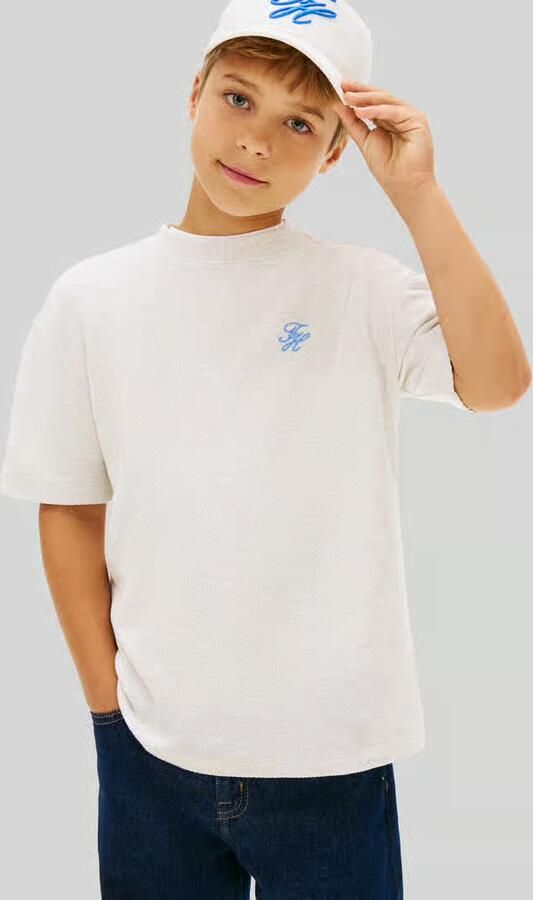 TOMMY HILFIGER Polo's & T-shirts Th Script Jersey Twill T-shirt Lichtgrijs - Foto 7