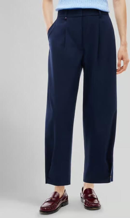 Tommy Hilfiger barrel fit bandplooibroek van viscosemix - Foto 3