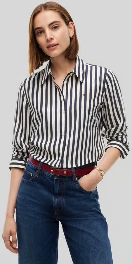 Tommy Hilfiger blouse met lange mouwen met streepmotief - Foto 3