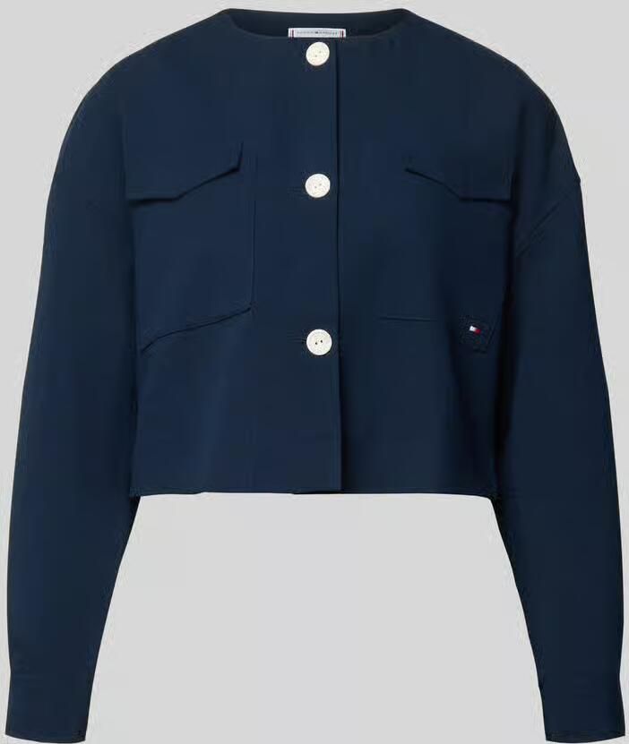 Tommy Hilfiger Boxy fit kort colbert van viscosemix - Foto 3