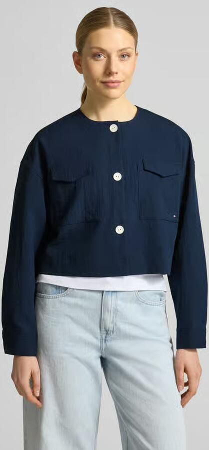 Tommy Hilfiger Boxy fit kort colbert van viscosemix - Foto 4
