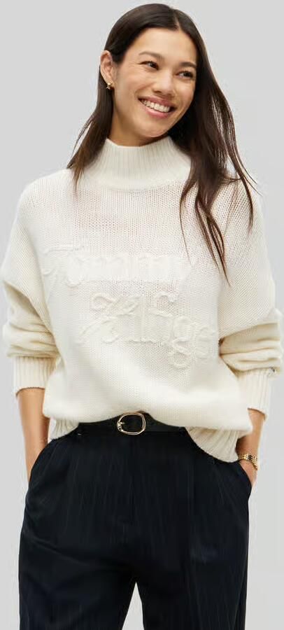 Tommy Hilfiger Col van wol met logo borduursel - Foto 3