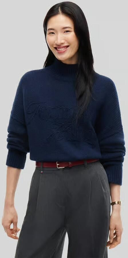 Tommy Hilfiger Col van wol met logo borduursel - Foto 2
