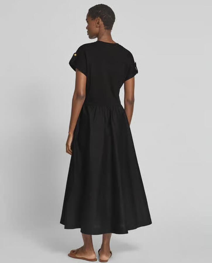 Tommy Hilfiger Fit-and-flare midi jurk met goudkleurige knopen - Foto 3