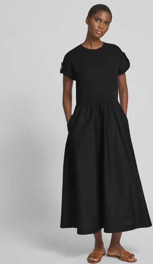 Tommy Hilfiger Fit-and-flare midi jurk met goudkleurige knopen - Foto 7