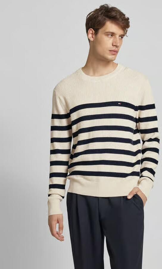 Tommy Hilfiger Gebreide trui STRUCTURE CREW NK met contrastkleurige strepen - Foto 16
