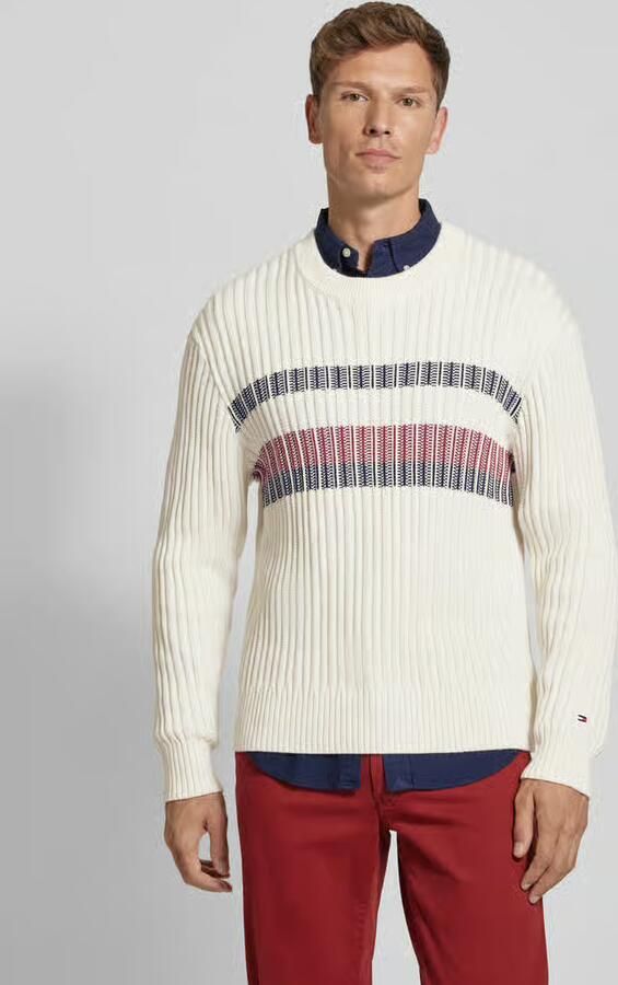 Tommy Hilfiger Trui met ronde hals GLOBAL STRIPE CHUNKY RIB C NK met opvallend color block-ontwerp - Foto 3