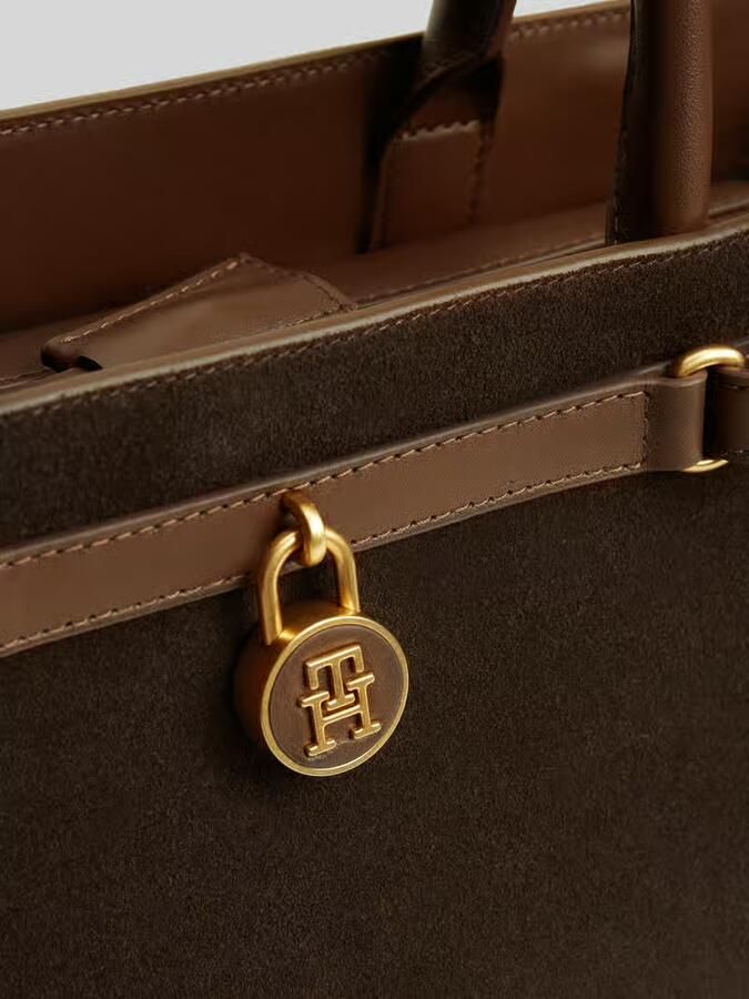 Tommy Hilfiger Handtas met handvat van echt suède met logodetail