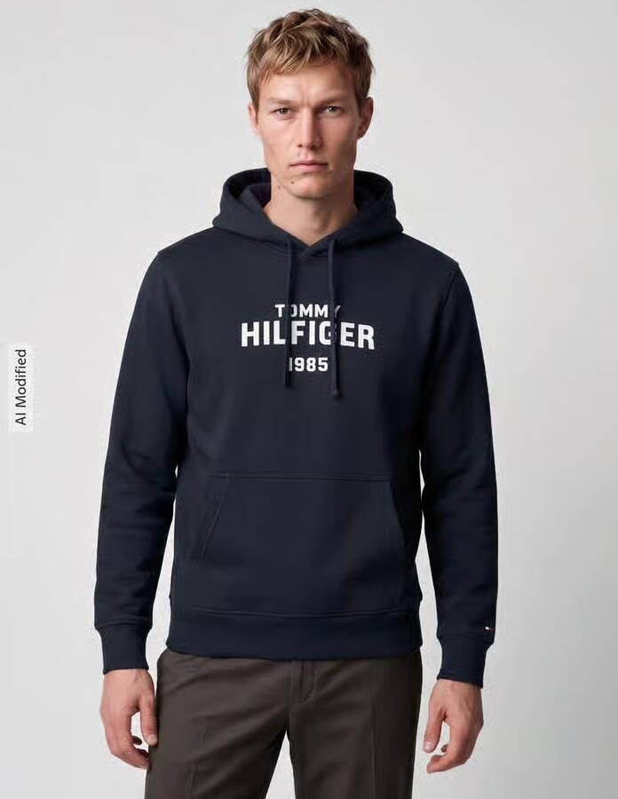 Tommy Hilfiger regular fit hoodie met print donkerblauw - Foto 5