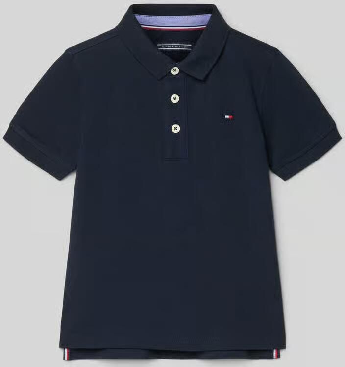 Tommy Hilfiger piqué polo donkerblauw Jongens Stretchkatoen Polokraag Effen 176