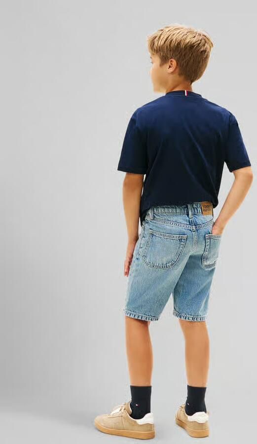 Tommy Hilfiger Teens korte jeans in straight fit van een mix van katoen en lyocell - Foto 4
