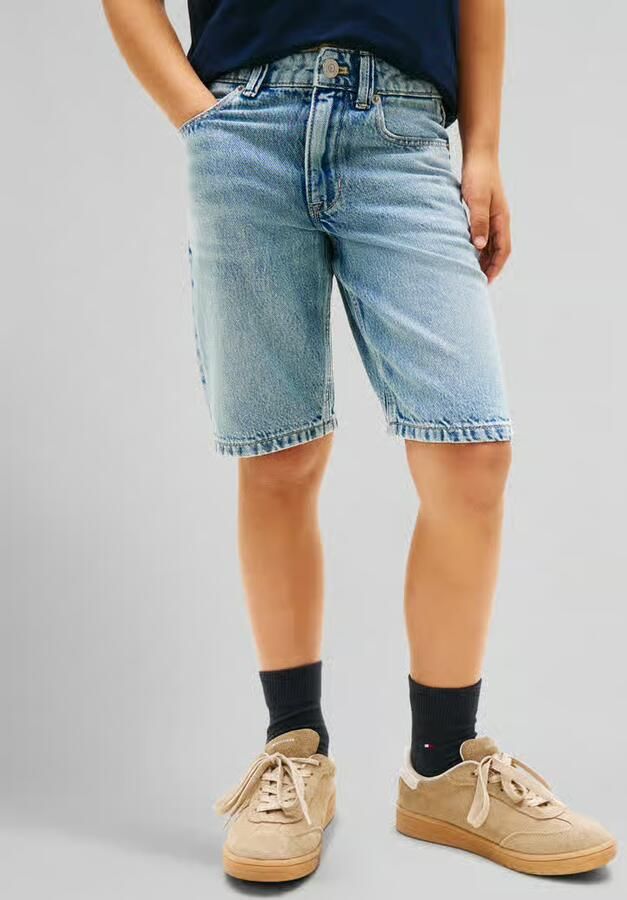 Tommy Hilfiger Teens korte jeans in straight fit van een mix van katoen en lyocell - Foto 6