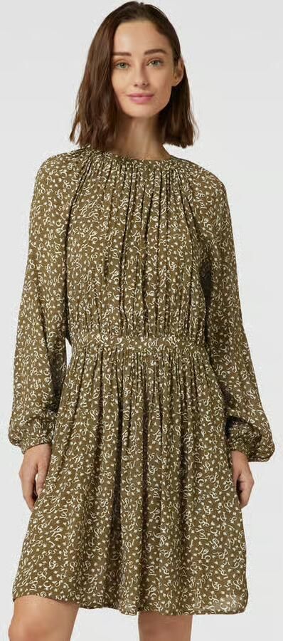 Tommy Hilfiger Blousejurkje FEATHER PRINT VIS CREPE DRESS met elegante plooien - Foto 2