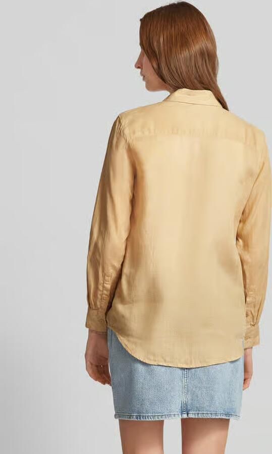 Tommy Hilfiger Overhemdblouse LINEN RELAXED SHIRT LS met logoborduursel op borsthoogte