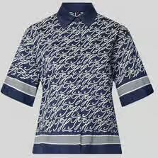 Tommy Hilfiger loose fit blouse met korte mouwen van mix van katoen en zijde model 'TH SCRIPT PREPPY NAVY'