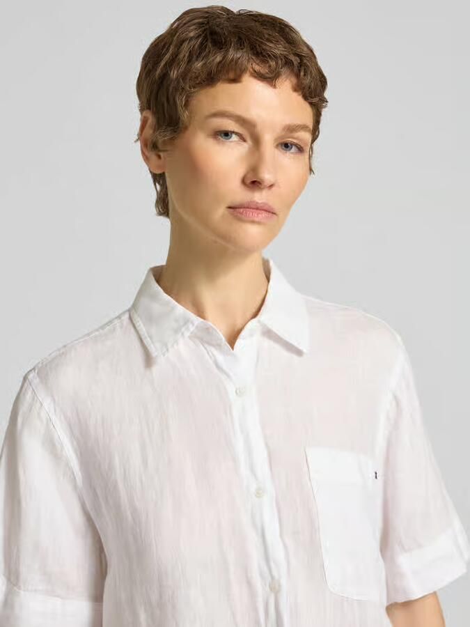 Tommy Hilfiger loose fit linnen blouse met borstzak