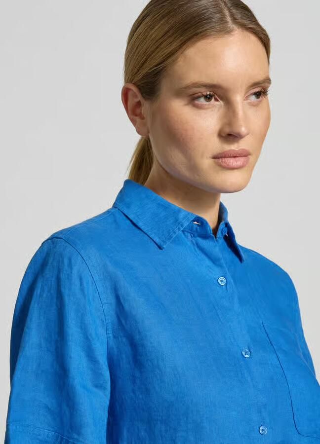 Tommy Hilfiger loose fit linnen blouse met borstzak