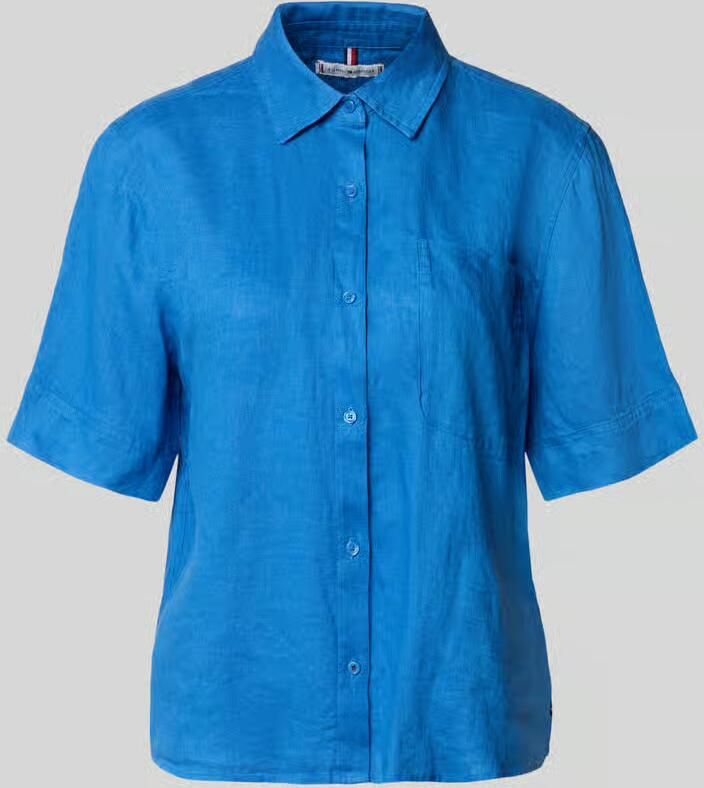 Tommy Hilfiger loose fit linnen blouse met borstzak - Foto 2