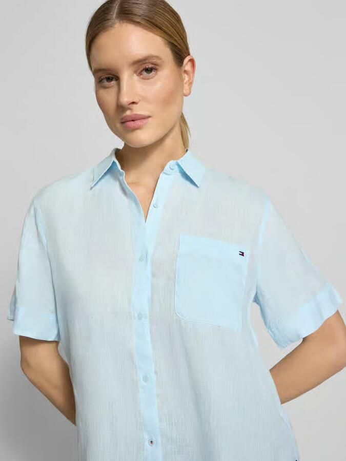 Tommy Hilfiger loose fit linnen blouse met borstzak