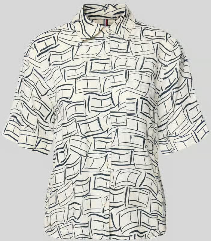 Tommy Hilfiger loose fit linnen blouse met borstzak - Foto 2