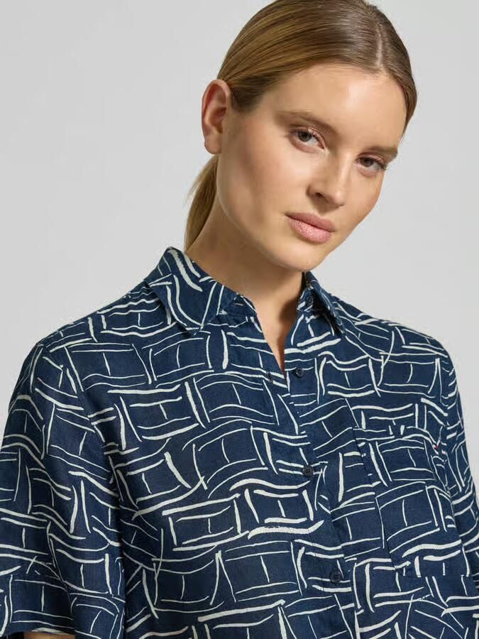 Tommy Hilfiger loose fit linnen blouse met borstzak