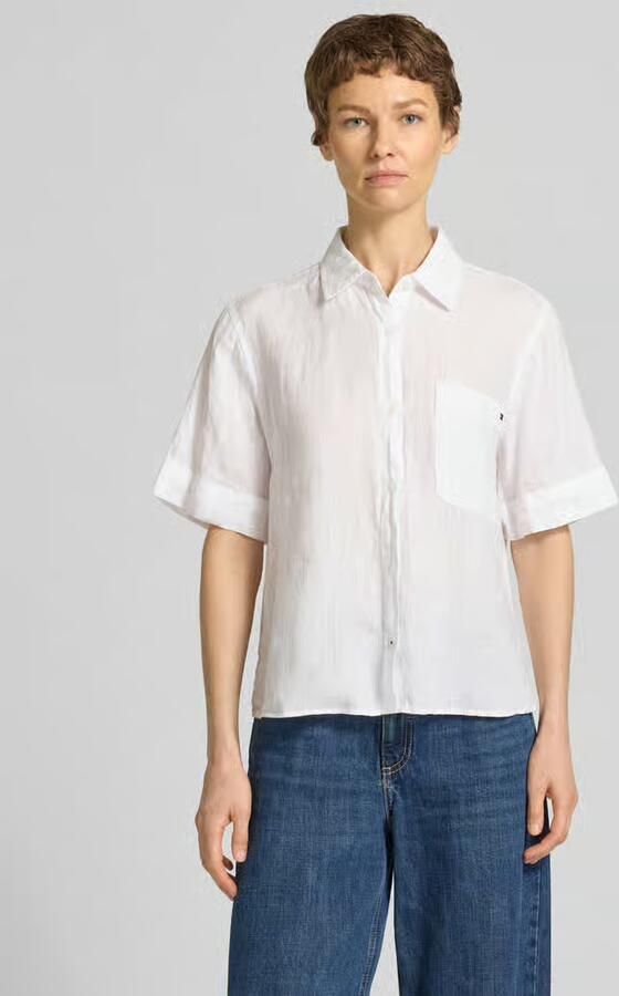 Tommy Hilfiger loose fit linnen blouse met borstzak - Foto 4