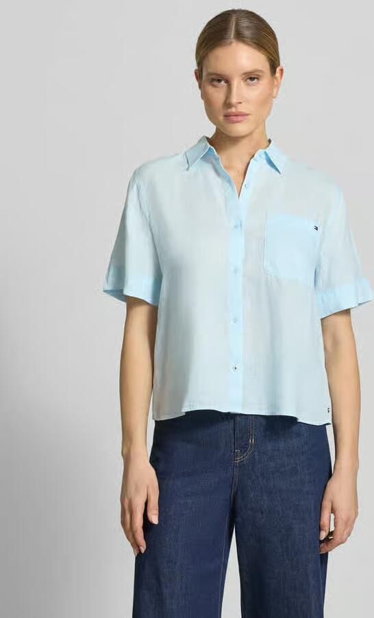 Tommy Hilfiger loose fit linnen blouse met borstzak - Foto 4