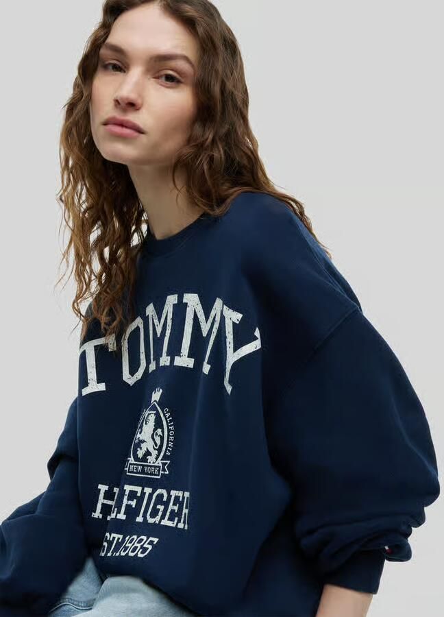 Tommy Hilfiger loose fit sweatshirt van puur katoen met logoprint