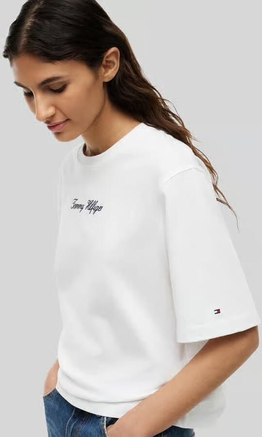 Tommy Hilfiger loose fit T-shirt van zuivere katoen met labelopschrift