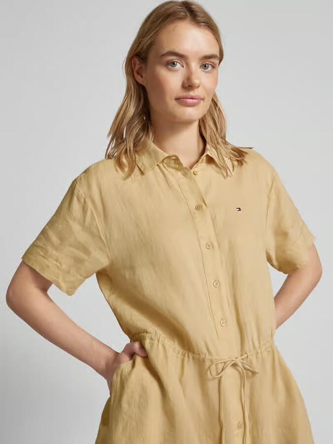 Tommy Hilfiger Overhemdjurk van linnen met labelstitching