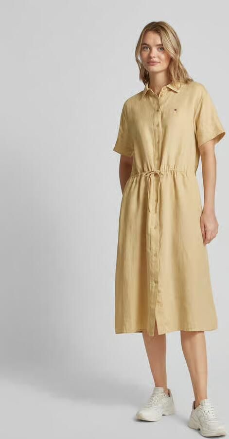 Tommy Hilfiger Overhemdjurk van linnen met labelstitching - Foto 3