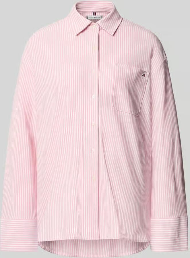 Tommy Hilfiger Oversized blouse met lange mouwen van katoenmix