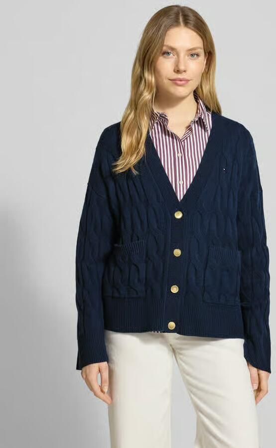 Tommy Hilfiger Vest SOFT WOOL CABLE CARDIGAN met kabelpatroon van zuivere wol - Foto 7