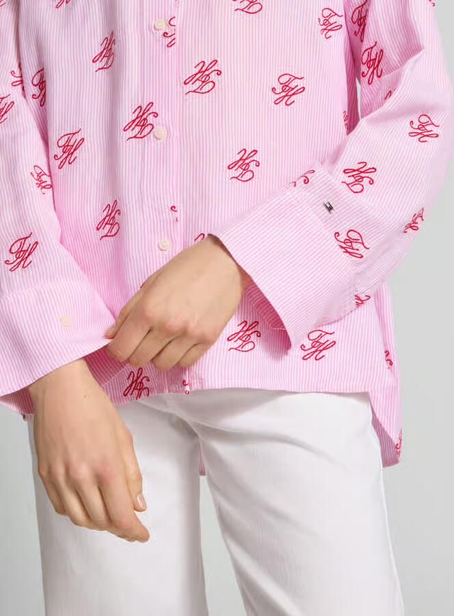 Tommy Hilfiger Oversized overhemdblouse aus mix van linnen en viscose