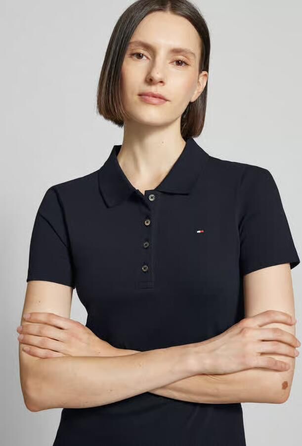 Tommy Hilfiger Polojurk 1985 SLIM PIQUE POLO DRESS SS Met knoopsluiting en logo-borduurwerk - Foto 8