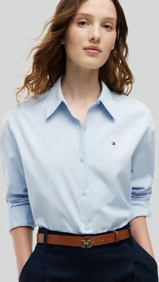 Tommy Hilfiger regular fit blouse met lange mouwen van puur katoen