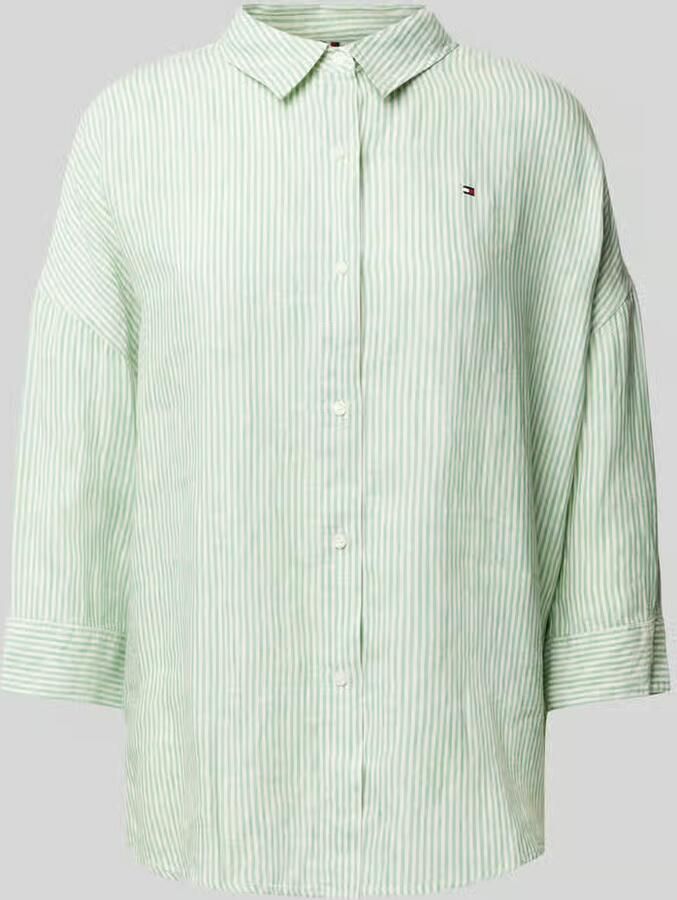 Tommy Hilfiger Shirt met 3 4 mouwen ESS LINEN LOOSE 3-4 SLEEVE SHIRT met 3 4-mouwen logo-borduurwerk koel premium linnen - Foto 2
