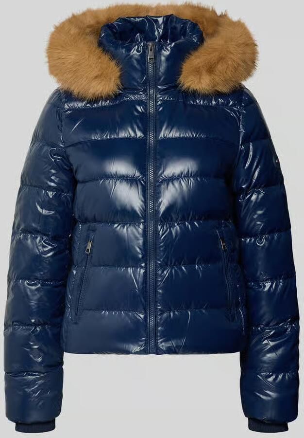 Tommy Hilfiger Regular fit buffer jacket met afneembare bontcapuchon