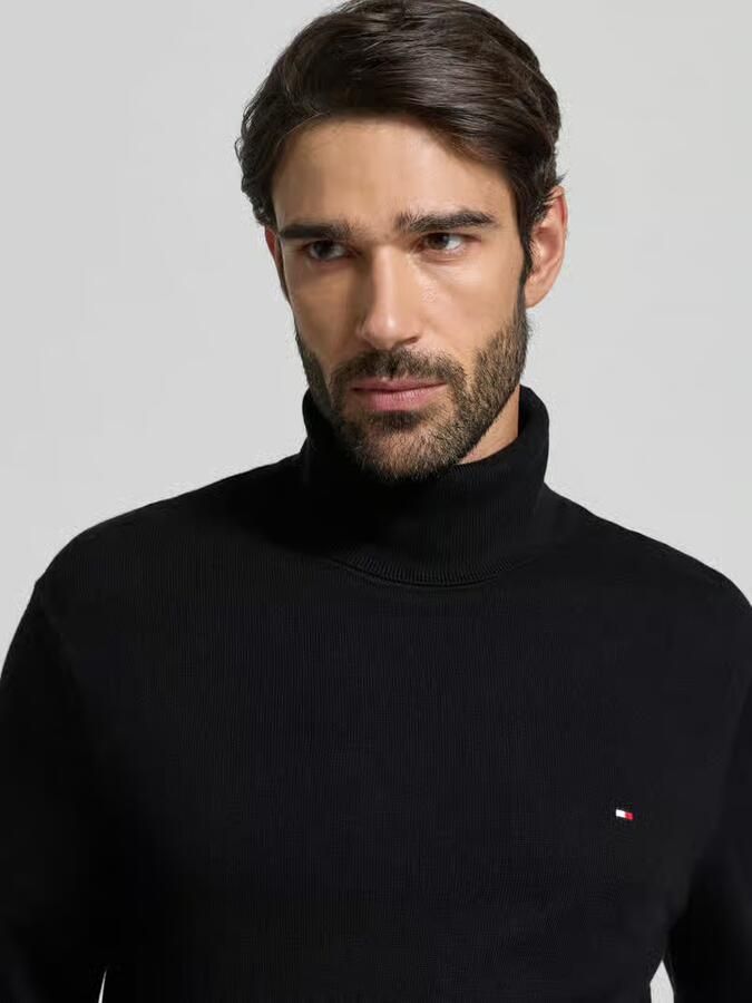 Tommy Hilfiger Zwarte Sweaters met Iconische Tape en Turtleneck Kraag Black Heren - Foto 10