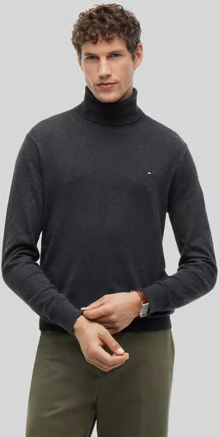 TOMMY HILFIGER Heren Truien & Vesten Pima Org Ctn Cashmere Roll Neck Donkergrijs - Foto 14