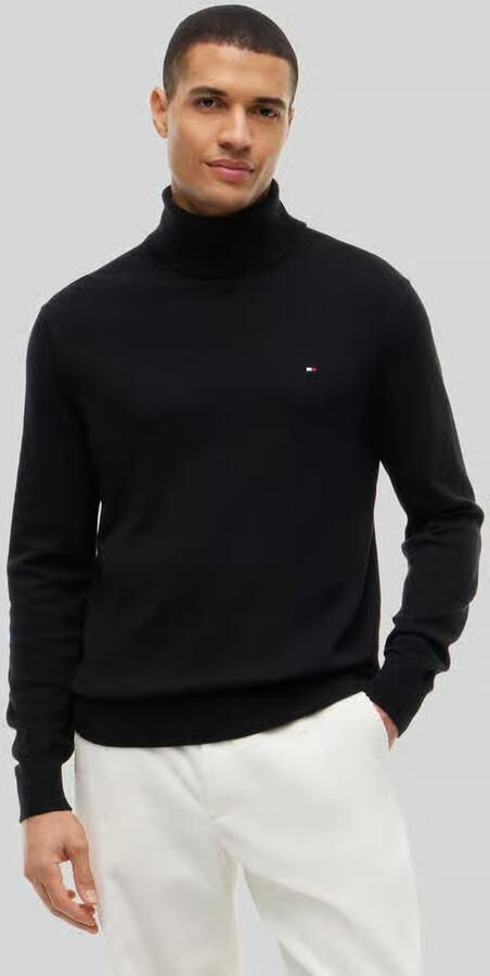 Tommy Hilfiger Zwarte Sweaters met Iconische Tape en Turtleneck Kraag Black Heren - Foto 6