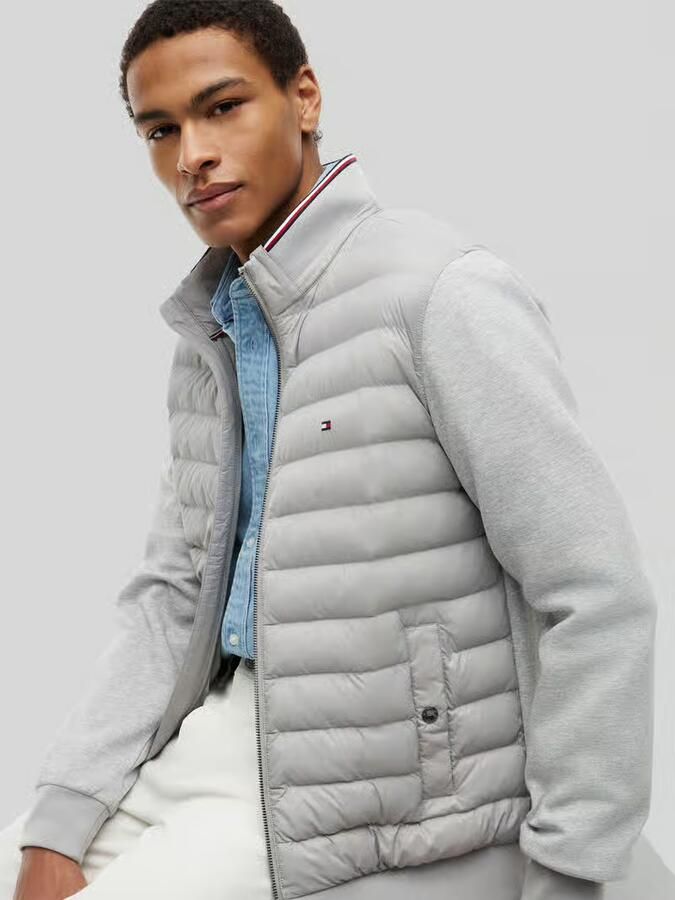 Tommy Hilfiger regular fit gebreid jack met doorgestikte inzet van katoenmix