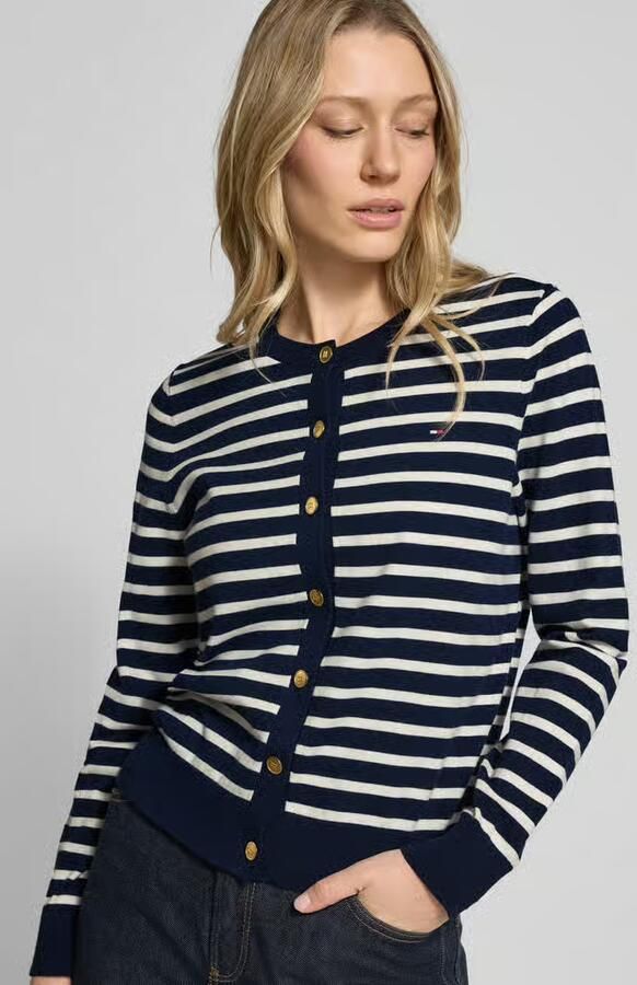 Tommy Hilfiger regular fit gebreid jack van katoenmix