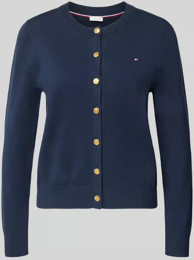 Tommy Hilfiger regular fit gebreid jack van katoenmix met gouden knopen