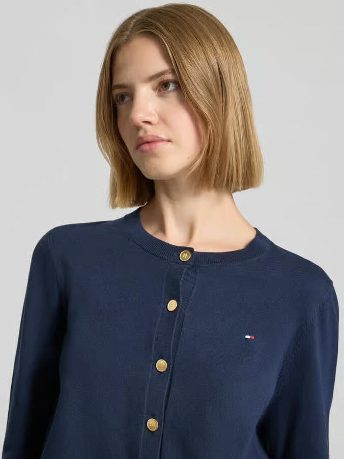 Tommy Hilfiger regular fit gebreid jack van katoenmix met gouden knopen - Foto 2